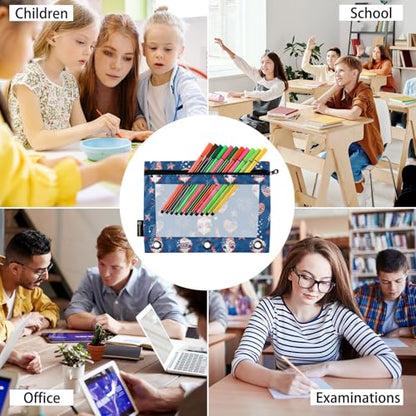 Emelivor Gnome 4th July Pencil Pouch for 3 Ring Binder 2 Pcs Binder Pouches with Zipper Pocket Pencil Case Bag with Clear Window for College Office Daily Supplies - color: 16-4th July