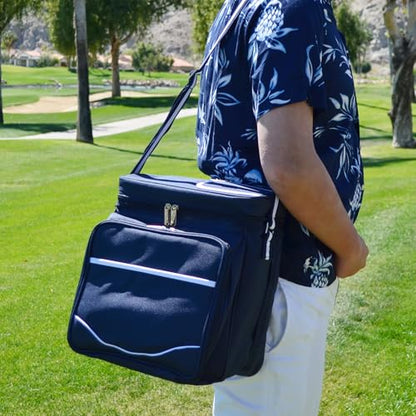 Picnic at Ascot Insulated Picnic Basket/Cooler Fully Equipped with Service for 2 - Orange/Navy - color: Orange/Navy