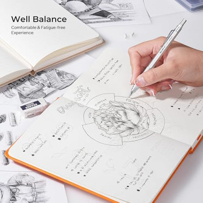 Nicpro 3 Pack 2.0 mm Mechanical Pencil Set with Case for Architects | Include: Drafting Pencil with 2mm Graphite Lead Refill(HB 2H 4H 2B 4B), Sharpeners, Erasers for Artist Writing, Drawing - color: Silver