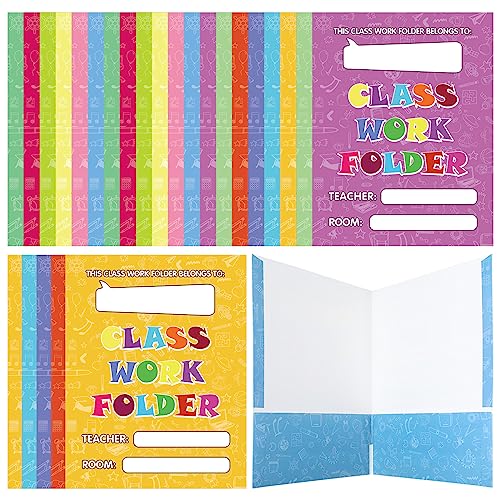 Outus 24 Pcs Students Classwork Pocket Folders Bulk Portfolio Take Home Folders Gifts for Classroom Home Office Students Teachers School Supplies - style: Classicl Style