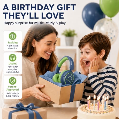 MIDOLA Kids Bluetooth Headphones 68H Play Time,Volume Limit 85/94dB, Foldable Lightweight Wireless Over-Ear Headphone for Kid Toddler Child Pad Tablet,Headsets with Built-in Mic Green Blue - color: Deep Blue
