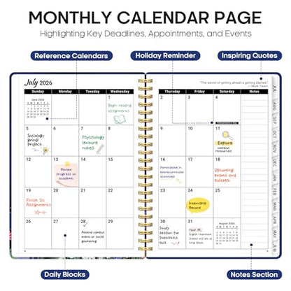 Planner 2026-2027, Academic Year Monthly and Weekly Calendar Planner, Jul 2026 - Jun 2027, Hardcover Teacher Student Planning Agenda book with Tabs, Perfect for School Office Supplies, 8.5" x 11" - Lavish Bloom - color: D-Lavish Bloom, size: (8.5"x11")a4