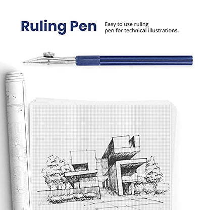 Pacific Arc Spring Bow Compass with Extension bar, ruling Pen, 6 inch Divider, Universal Adaptor, 6 inch Break Leg, and Replacement Lead. - style: Deluxe