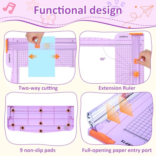 A4 Paper Cutter -12 Inch Paper Trimmer with 2pcs Replacement Blades with Safeguard Side Rulerfor Cut Gift Card,Coupon,Label, Cardstock,Photo - color: Purple