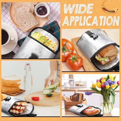 Reallnaive 4 Pack Insulated Sandwich Bag Reusable Snack Food Pouch Small Thermal Lunch Bags Washable Freezable Snack Bag for Backpackers Picnics Travel Office Classroom School