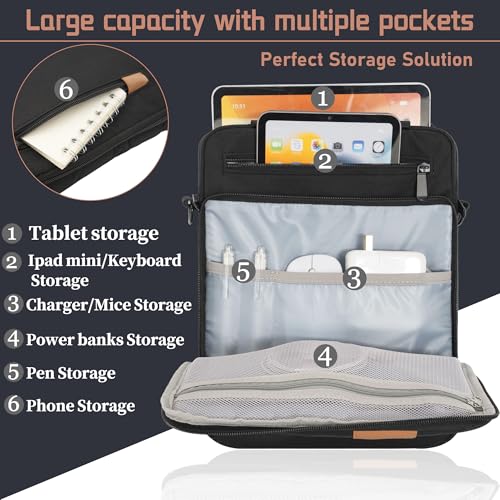 9-11 Inch Tablet Sleeve Bag, Padded Protective Travel Carrying Case for iPad A16 2025, iPad Air M4 11-inch 2026 M3 M2, iPad Pro M5/M4 11 inch, iPad 10/9/8/7th, Galaxy Tab A9+/S9/S8 11" - color: Black, size: 9-11 Inch