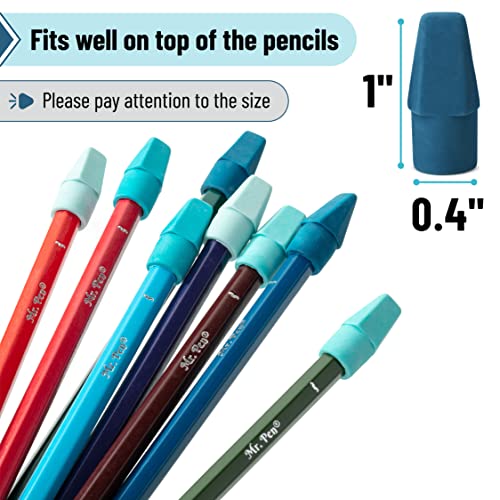 Mr. Pen- Pencil Top Erasers, 120 Pack, Blue Shades, Latex-Free | No-Smudge Cap Pencil Erasers for Precise Erasing, Kids, Teachers, Studying Supplies - color: Blue Shades, size: 120 Pack