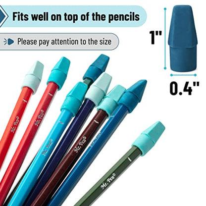 Mr. Pen- Pencil Top Erasers, 120 Pack, Blue Shades, Latex-Free | No-Smudge Cap Pencil Erasers for Precise Erasing, Kids, Teachers, Studying Supplies - color: Blue Shades, size: 120 Pack