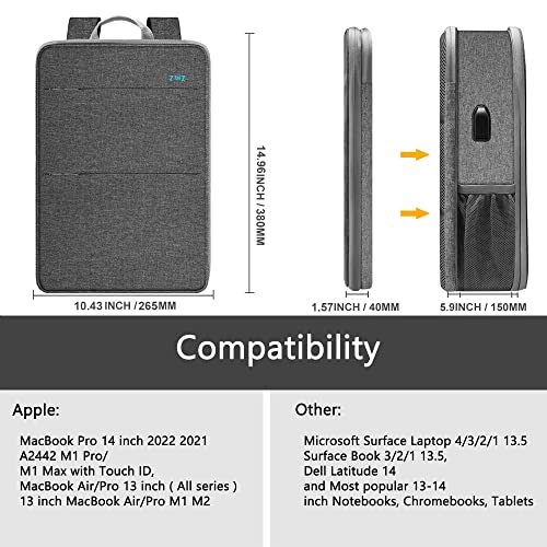 ZINZ Slim & Expandable Laptop Backpack Water Resistant Backpack Travel Backpack Compatible with MacBook Air/Pro/Neo 13-14 inch, XPS 13/14, Surface 13.5" and Most 13-14 Notebooks，G01Y01 - color: G01y01, size: 13"-14"