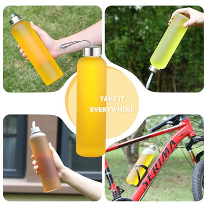 novelinks 4 Pack 27OZ Frosted Water Bottles with Stainless Steel Silver Lid,Leakproof Gym Bottles, Reusable Sport Water Jug for Fitness Camping Office - color: Frosted-27oz-4Pack