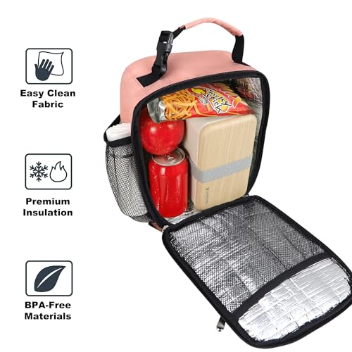 Lunch Box for Men & Women Durable Lunch Bag for Adults Reusable Small Lunchbox Pink - color: Pink
