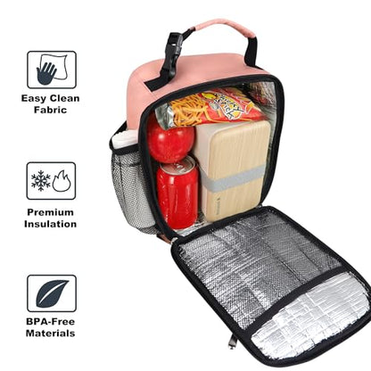 Lunch Box for Men & Women Durable Lunch Bag for Adults Reusable Small Lunchbox Pink - color: Pink