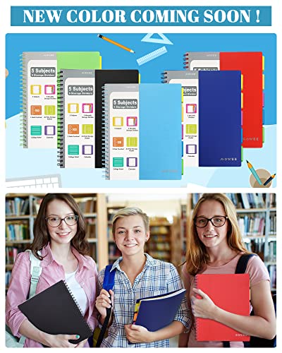 5-Subject Spiral Notebook, College Ruled, with Pocket & Tab Dividers | 200 Pages, 11" Ruler, 8.5"x11" Babyblue, Pocket Dividers with Tab Labels, for Writing Journal, Home, Office & School Supplies - color: 8.5*11Babyblue