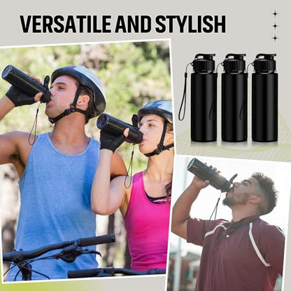 Domensi 50 Pieces Plastic Water Bottle Bulk 17 oz Sports Adults Reusable Large Water Bottles with Leak Proof Flip Top for Adults Fitness (Solid Black) - color: Solid Black