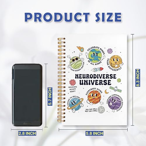 Special Education Teacher Gifts Spiral Notebook 5.5 x 8.3 for Work Study, Autistic Teacher Boys Girls Gifts, Neurodiverse Universe Autism Awareness Acceptance Hardcover Notebook Journal for Women - color: Neurodiverse universe