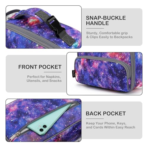 FlowFly Kids Lunch box Insulated Soft Bag Mini Cooler Back to School Thermal Meal Tote Kit for Girls, Boys, Galaxy - color: Galaxy