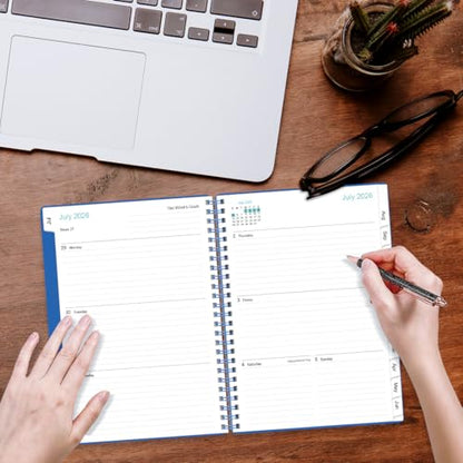 2026-2027 Planner - Planner 2026-2027 from July 2026 - June 2027, Weekly & Monthly Planner Spiral Bound with 12 Monthly Tabs, Inner Pocket, 6.4" x 8.5", Blue-E - color: Blue-E, size: 6.4" x 8.5"