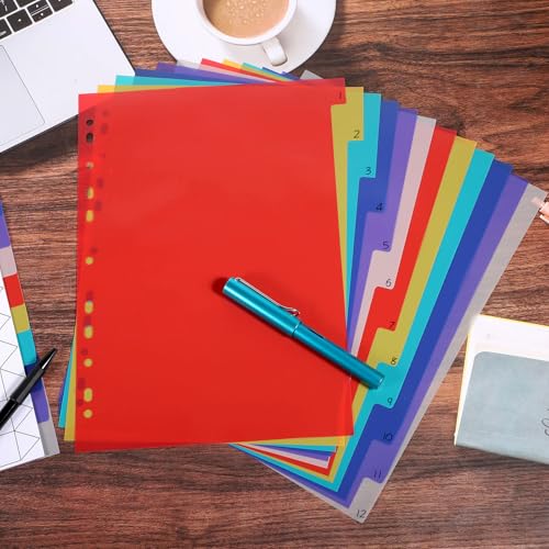 48 Tab Binder Dividers 3 Ring Plastic Binder Dividers with Tabs, Multicolor Notebook Dividers for 2/3/4/11 Ring Binders, Letter Size (8.2×11.6 Inch) - size: 4 Set/48 Pcs