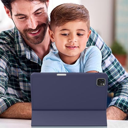 ZryXal iPad Pro 11 Inch Case (M5) 2025/ (M4) 2024 (Model: A2836/A2837/A3006), Trifold Stand Smart Cover with Pencil Holder and Soft TPU Back, Auto Wake/Sleep (Dark Blue) - color: Dark Blue
