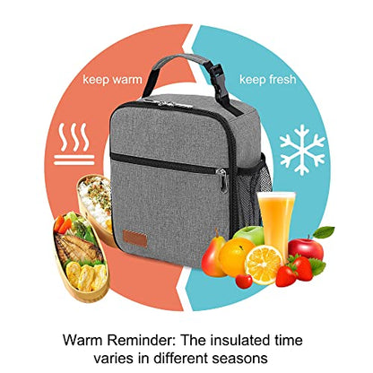Lunch Box for Men & Women Durable Lunch Bag for Adults Reusable Small Lunchbox Grey - color: Gray