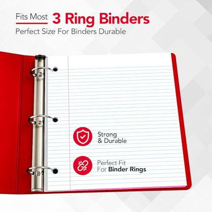 Kaisa Notebook Paper USA-Made Loose Leaf Paper, 24 Pack 3600 Sheets 8"x10.5" Wide Ruled - 3-Hole Punched Bulk Filler Paper for 3-Ring Binder, 150 Sheets/Pack, Wholesale Available(24Pack-Wide) - color: Wide, size: 24pack
