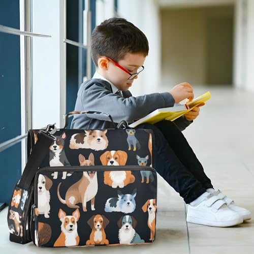 3 Ring Zipper Binder With Shoulder Strap Documents Storage Organizer Animal Dog - color: Animal Dog