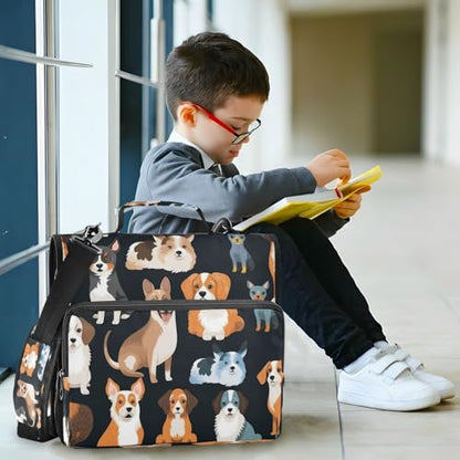 3 Ring Zipper Binder With Shoulder Strap Documents Storage Organizer Animal Dog - color: Animal Dog