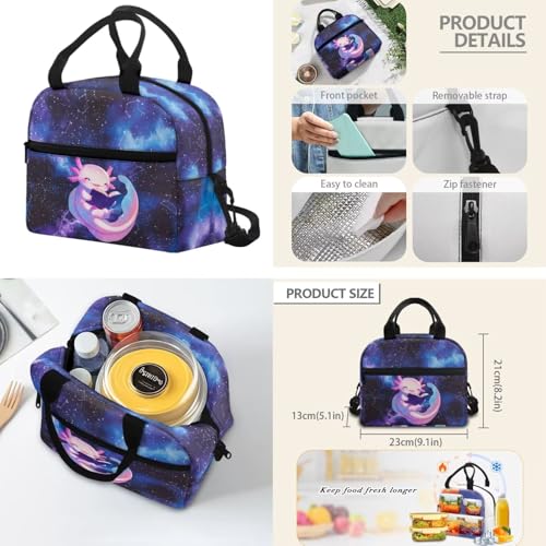 Axolotl Backpack Set, 4 PCS School Backpack with Lunch Box, Pencil Case and Water Bottle Bag, for Elementary Ages 9-12 Boys and Girls Daily Use - color: Reading Axolotl Print