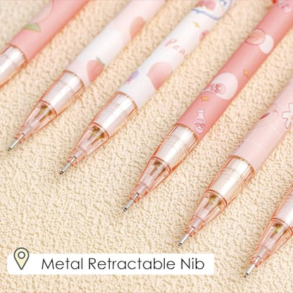 Cute Peach Mechanical Pencil Set Includes 0.5mm and 0.7mm Pencils with Lead Refills and Erasers, Pink Kawaii Mechanical Pencil for Women Girl Men Boy Office School Supplies (Peach) - color: Peach
