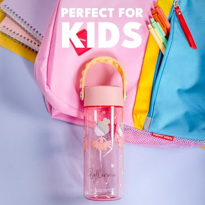Elemental Water Bottles for Kids - Splash Kids Water Bottle for School with Pop-it Handle - BPA Free Tritan Plastic Water Bottle with Straw Leak Proof when Spout is Closed - Ballerina - 18oz - color: Ballerina