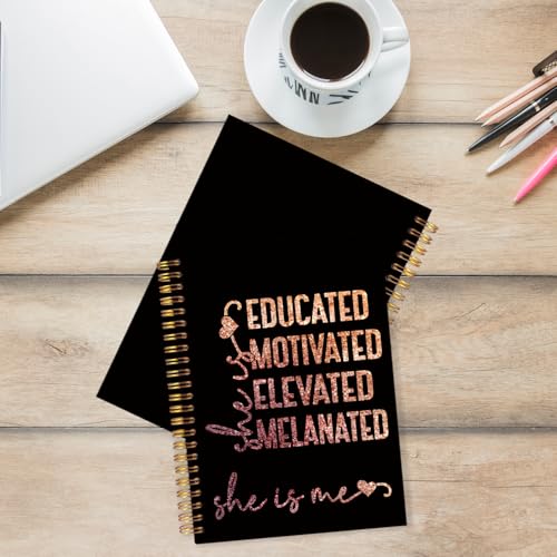 She Is Me Affirmations Spiral Notebook,Gold Black Inspirational Self Care Journal Notebook, Positive Notebooks for School Work, Self Love Office Supplies Gifts for Women Girls, 5.5x8.3 Inch - color: Black She Is Me