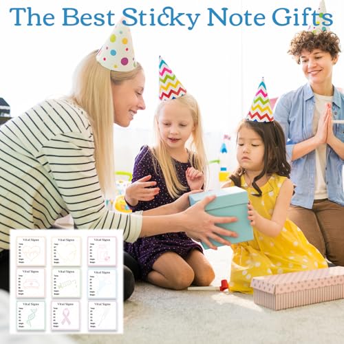 Vital Signs Sticky Notes Gifts, 9 Pack Vitals Signs Notepad 3x3 Inch, Nurse Daily Monitoring Memo Pads, Patient Health Checklist Office Hospital Supplies (450 Sheets) - style: Vital Signs