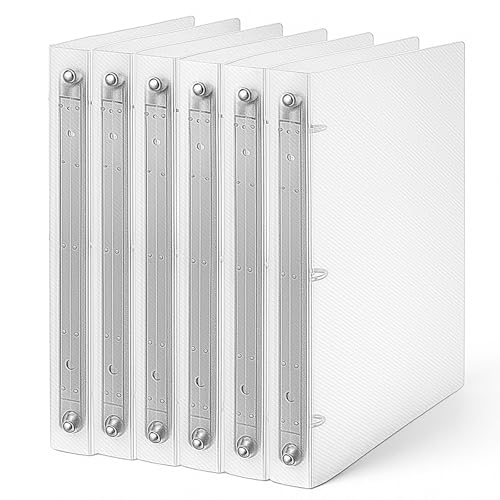 6 Pack Plastic 3 Ring Binder, Flexible Round Ring Presentation Binders, Refillable Binder, 3 Rings Binders with Clear Cover(O-Ring,1 Inch), Can Hold 120 Sheets of A4 Paper