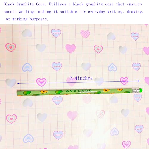 72PCS Corlorful Wooden cased Pencils for Kids with Erasers, Wood Wedding Golf for School,Drawing,Gift (72PCS) (Fruit, 72) - style: Fruit