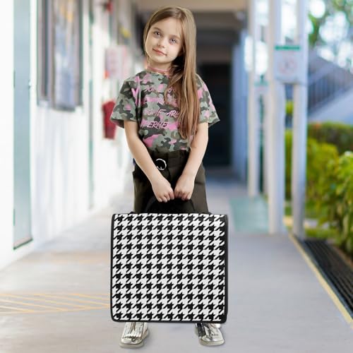 Classic Houndstooth Zipper Binder Bag 3 Ring with Shoulder Strap Zippered Binder Fits 13 Inch Laptop File Folder Document Organizer for College Office Supplies - color: Classic Houndstooth