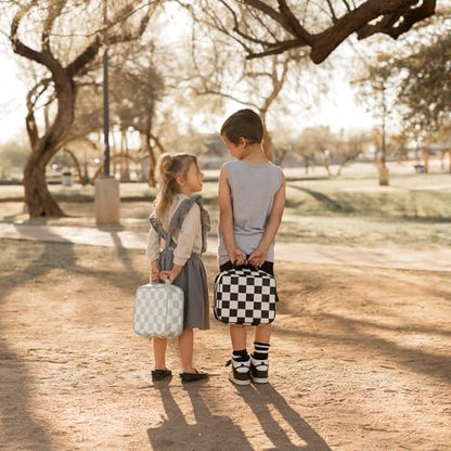 Tiny Twinkle Insulated Lunch Box for Girls and Boys | Durable and Reusable for School & Travel | Ages 3 and Up | Waterproof and Easy to Clean | PFAs and BPA Free（Sage Checkers） - color: Sage Checkers