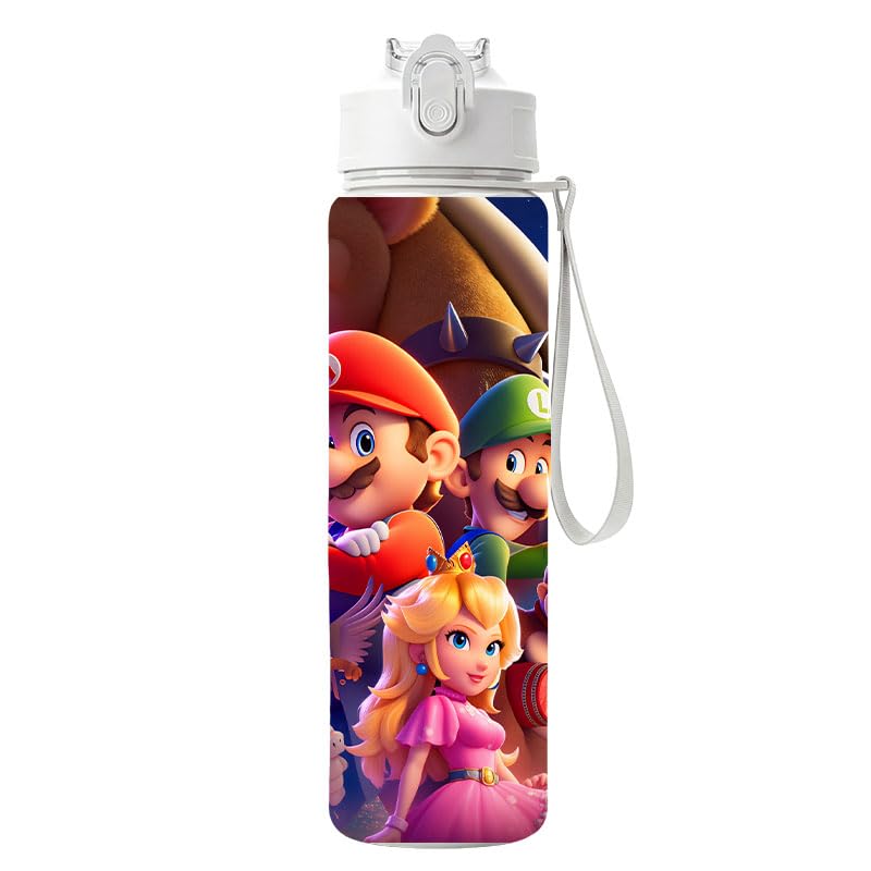 Cartoon Huntrix Water Bottle for Girls, 25oz Leak Proof with Straw Lid, Gifts for Girls (Mario) - color: Mario