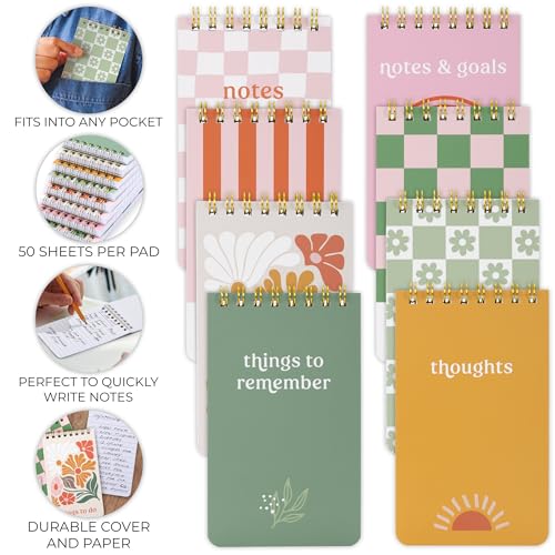 ZICOTO Aesthetic Pocket Notebooks Set Of 8 - Small 3x5 Spiral Notepads With Lined Pages For Women - The Perfect Little Mini Pads to Stay Organized and Boost Productivity at Work or School