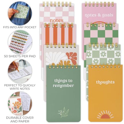 ZICOTO Aesthetic Pocket Notebooks Set Of 8 - Small 3x5 Spiral Notepads With Lined Pages For Women - The Perfect Little Mini Pads to Stay Organized and Boost Productivity at Work or School