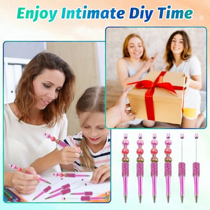 150 Pcs DIY Diamond Beadable Pen Kit - 50 Plastic Rhinestone Beaded Pens Bulk with Refills & Bags - Fancy Cute Glitter Pens for Crafting, Students & Teachers – School Supplies (Rose Red) - color: Rose Red, size: 50