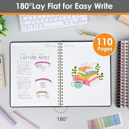LABUK Spiral Notebook 8.5 x 11, A4 Large Notebooks for Women Men, 55 Sheets (110 Pages) College Ruled Hardcover Notebook for Work School Note Taking (Black) - color: 3-black, style: A4