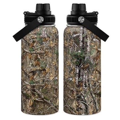 Camouflage Insulated Stainless Steel Water Bottle 32oz, Vacuum Chug Lid Travel Tumbler for Men Friends Dad Hunter Hunting Lovers, Birthday Christmas Father's Day - color: Camouflage 5