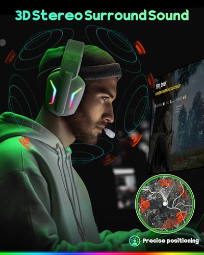 WESEARY Wireless Gaming Headset with Mic for Ps5, Ps4, PC, 20ms Ultra-Low Latency 2.4GHz Bluetooth 5.4 Gaming Headphones, 1200mAH Battery Life & 3D Spatial Audio for FPS Gamers, White - color: White