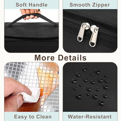 FlowFly Small Insulated Lunch box Portable Soft Bag Mini Cooler Thermal Meal Tote Kit with Handle for Work & School, Black - color: Black