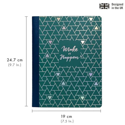 Pukka Pad, Composition Notebooks - 3 Pack of Journals Featuring 140 Pages of College Ruled 80GSM Paper with Sturdy Cover Stock - 9.75 x 7.5in - Green - Glee - color: Glee-Green, size: 3 Pack