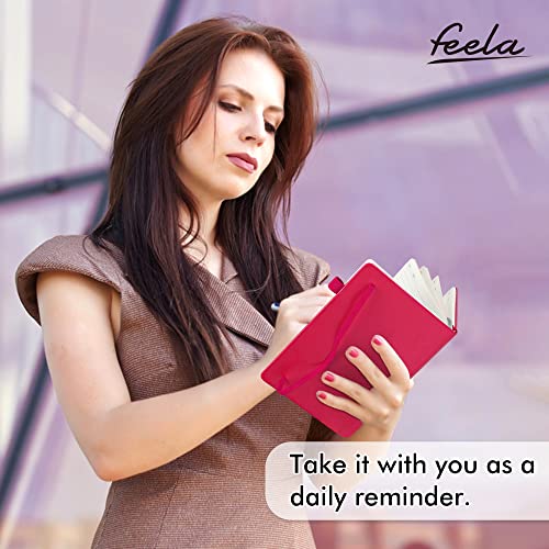 feela 24 Pack Journal Notebook for Work, Business Notebook Bulk Hardcover Lined Writing Journal with Pen Holder for Men Women Note Taking, with 24 Black Pens, 120 GSM, 5.1”x8.3”, A5, Berry - color: 24 Pack berry