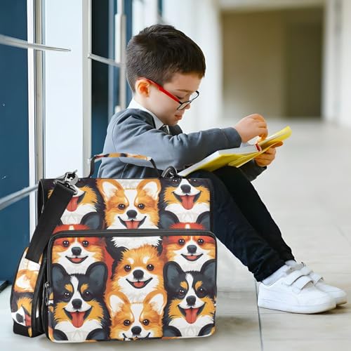 3 Ring Zipper Binder Cute Cartoon Dog Binders Bag with Shoulder Strap 500 Sheets Paper Organizer Trapper Keeper Documents Storage File Folder for School Office - color: A110