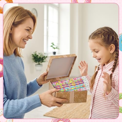 Xqumoi 60Pcs Doughnut Pencils with Erasers - Cute Donut Themed #2 HB Wooden Pencils in Bulk Birthday Party Favors Classroom Student Rewards Goodie Bag Fillers Stuffers Back to School Gift - style: Doughnut