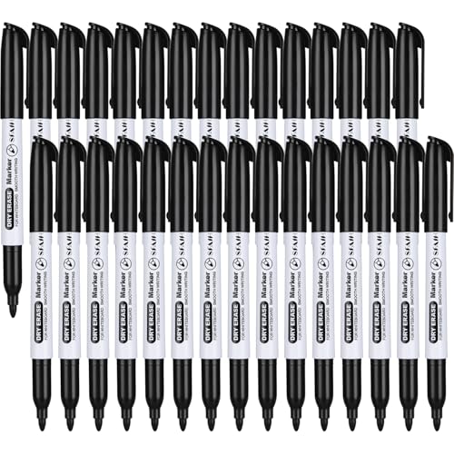 SFAIH Fine Tip Dry Erase Markers - 30 Pack Black Whiteboard Erasable Markers Bulk, Ideal for Classroom School Office Home Use on White Board, Non-Toxic Easy Clean - color: Black, size: 1 Count (Pack of 30)