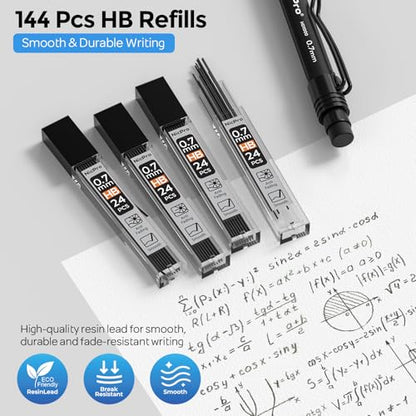 Nicpro 0.7 mm Mechanical Pencil Set with Case, 3PCS HD1000 Mechanical Pencils 0.7 With 6 Tube HB Lead Refills, Eraser, Weatherproof Barrel for Outdoor Writing Drafting Drawing Sketching - style: 0.7mm(3 Pcs)